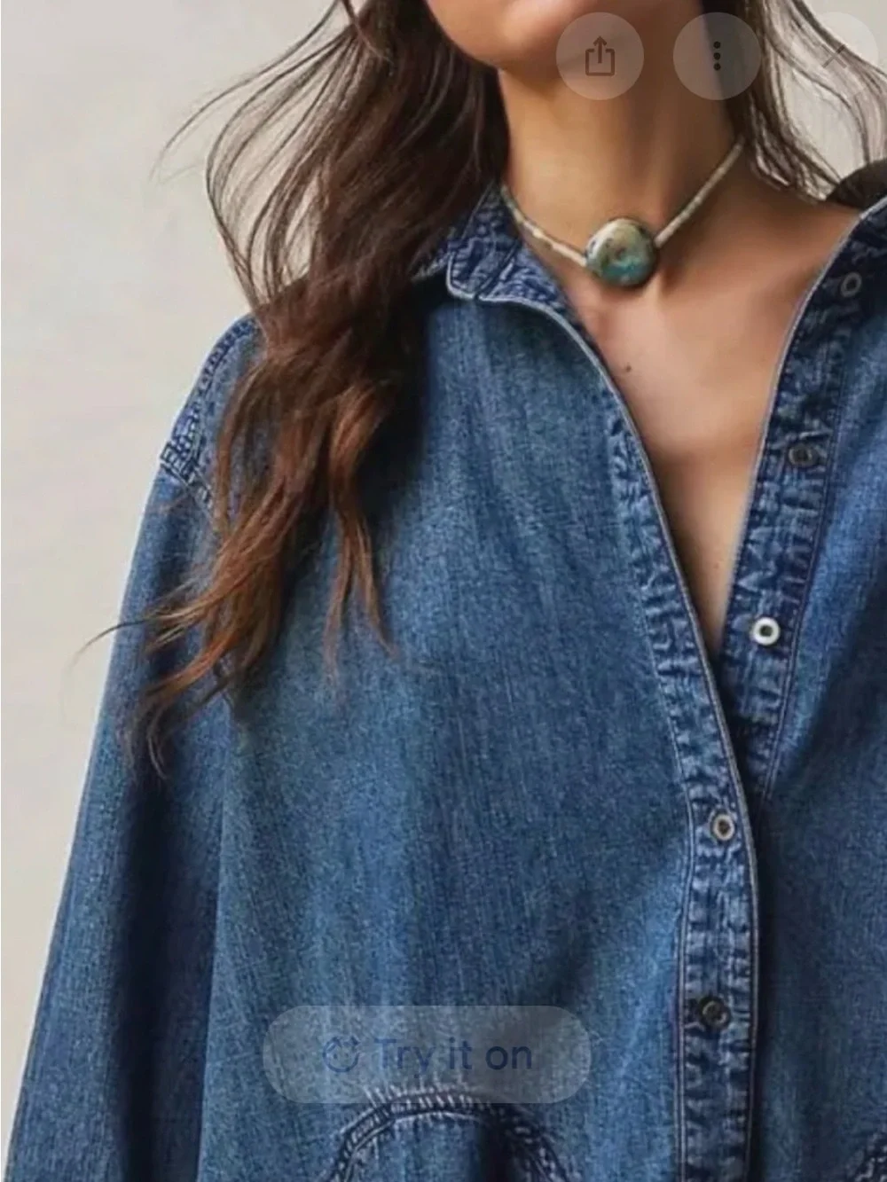 Free People We The Freya Denim Button-front Tunic Dress